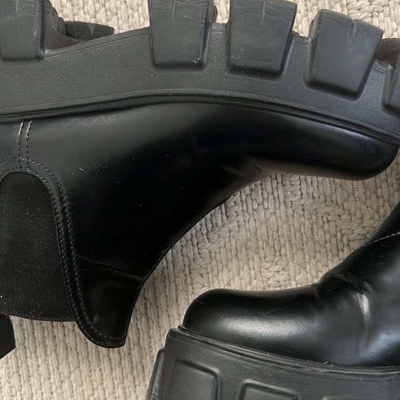 Prada Monolith Leather Lug-Sole Chelsea Booties - Picture 7 of 8